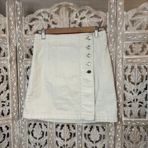 Current Elliot Crean Love Wrap A-line Button Front Denim Mini Skirt Womens SZ 27